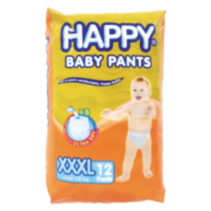 Show details for HAPPY DIAPER PANTS XXXL 12'S Picture of HAPPY DIAPER PANTS XXXL 12'S