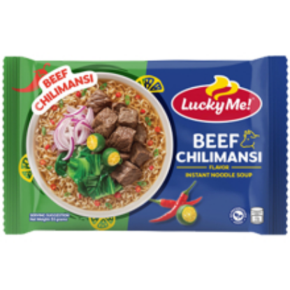 Show details for LUCKY ME! INSTANT NOODLES BEEF CHILIMANSI 53G Picture of LUCKY ME! INSTANT NOODLES BEEF CHILIMANSI 53G